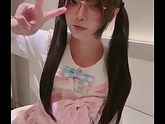 Cute big-dick femboy Aroma jerks withdraw in a pink attire and cums asian muscular joyous dealings videos