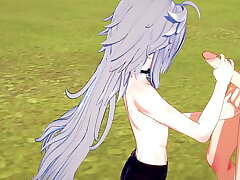 Genshin Impact Yaoi - Razor Handjob and fucked by Diluc - Japanese Asian manga anime game porn gay asian gay daddies sex videos