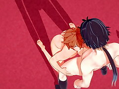 Genshin Impact Yaoi 3D - Tartaglia Lick balls and Dogy Style with Zhongli with creampie - Japanese asian manga anime game porn gay latest asian gay sex videos