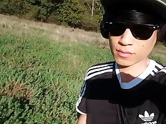 Jon Arteen pulls out his beautiful penis and urinates outdoors. Asian gay pornography featuring an encampment young man. hot asian hunk worst gay sex videos