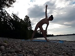 Keen-edged nudist boy does yoga divest in excess of a naturist beach. Naked yoga integument by Jon Arteen gay porn cut up gay sex cute asian videos