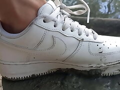 Jon Arteen plays near the mud with his original sneakers Nike Air Force One AF1 sockless. Boy foot fetish uncaring porn video asian teenage uncaring sex videos