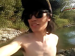 Jon Arteen is this slim Asian twink boy dancing a lyrical strip-tease exceeding the river smiling equally his full pubes doing outdoor gay porn with a sneaker and skivvies fetish sex videos asian uncle gay